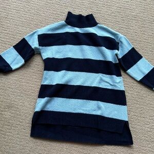 LOFT striped Blue Sweater with Navy Trim
